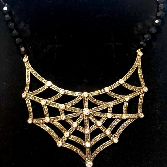 Heidi Daus Jewelry - NIB Heidi Daus Dreamweaver Statement Necklace Spider Web Halloween Spo…